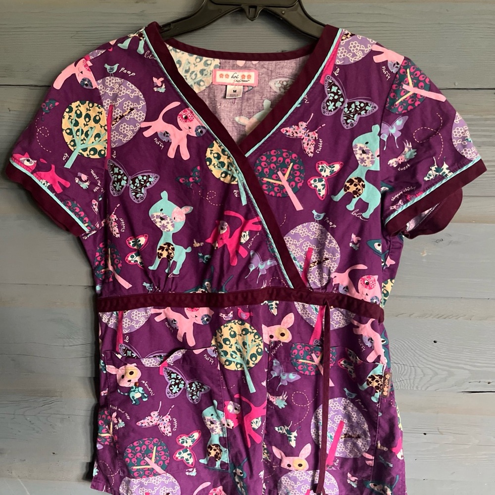 Koi by Kathy Peterson Purple Floral Top